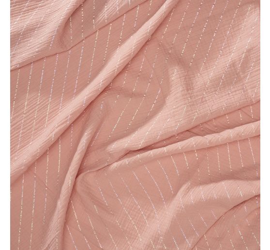 Crinkle muslin cotton fabric with hot-foil effect "Stripes"