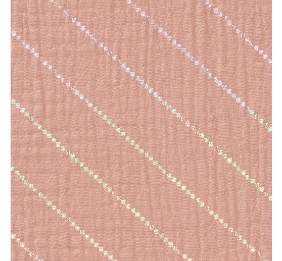 Crinkle muslin cotton fabric with hot-foil effect "Stripes"