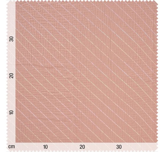 Crinkle muslin cotton fabric with hot-foil effect "Stripes"