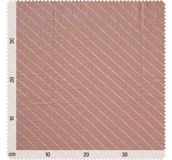 Crinkle muslin cotton fabric with hot-foil effect "Stripes"