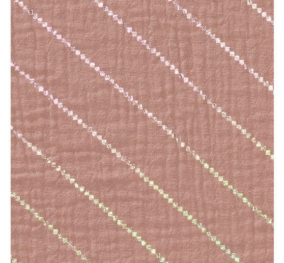 Crinkle muslin cotton fabric with hot-foil effect "Stripes"