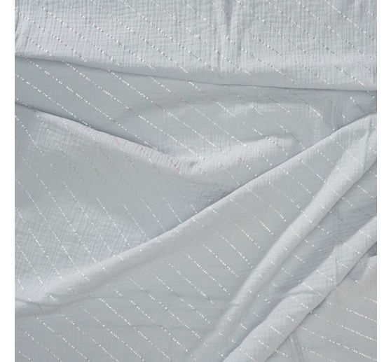 Crinkle muslin cotton fabric with hot-foil effect "Stripes"
