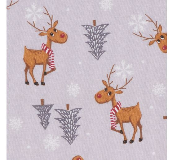 Tkanina bawełniana "Renifer z czerwonym nosem