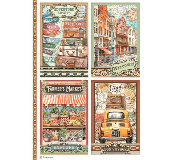 Słomkowa jedwab z motywem "Sztuka podróżowania"