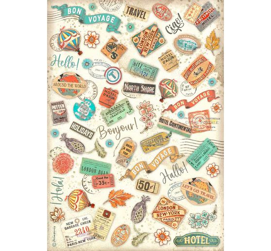 Słomkowa jedwab z motywem "Sztuka podróżowania"