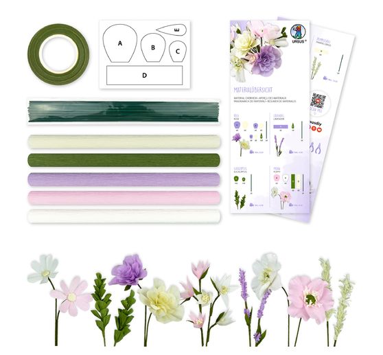 Crêpe paper flower set