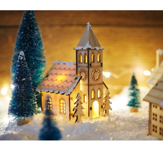 Miniaturowa choinka VBS, zestaw 16 sztuk, pokryta śniegiem