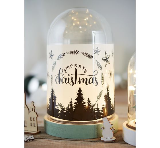 Plastic bell on base, illuminated