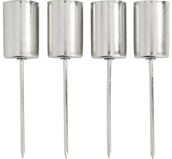 Metal stick candle holder with skewer