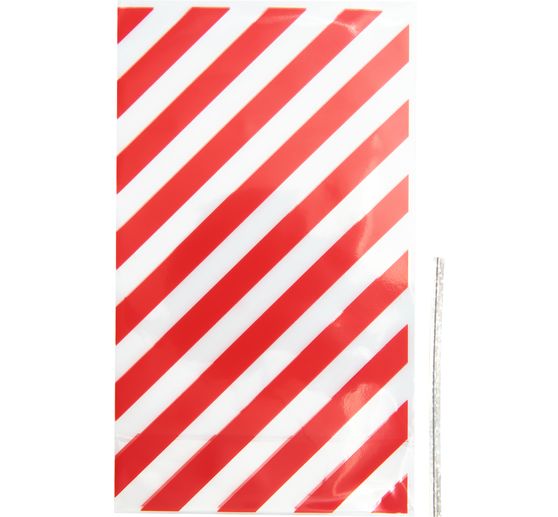 Bottom gusset bag "Red stripes" with sealing strip