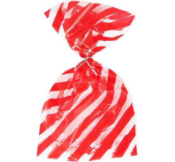 Bottom gusset bag "Red stripes" with sealing strip