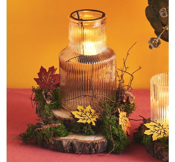 Szklany lampion z metalową wkładką na tea light VBS, Taupe