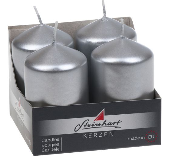 Małe świece pieńkowe "Metaliczny", opakowanie 4 sztuki