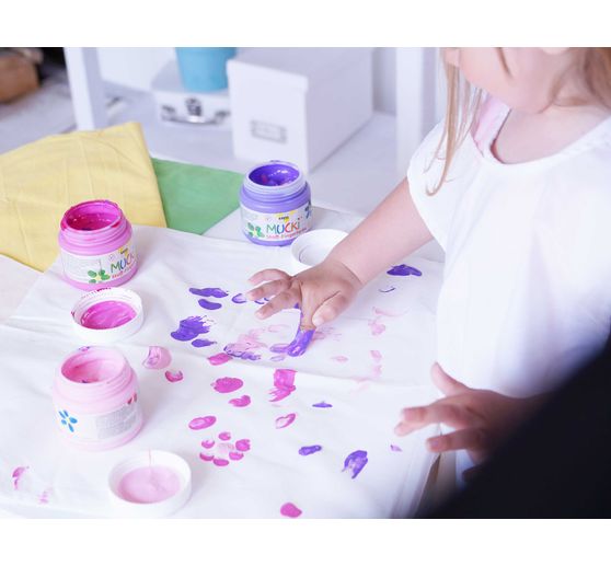 Farby do malowania palcami po tkaninach MUCKI, 150 ml