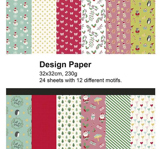 Design paper block, 32 x 32 cm, 24 sheets