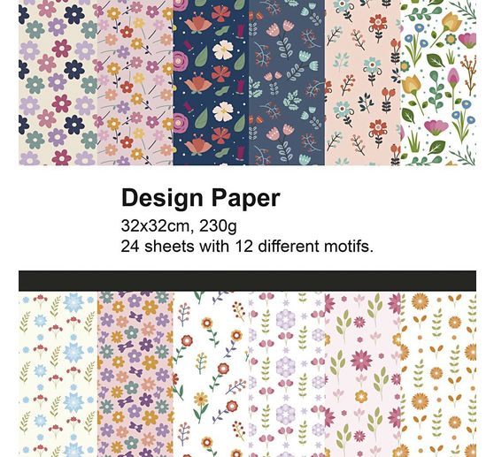 Design paper block, 32 x 32 cm, 24 sheets