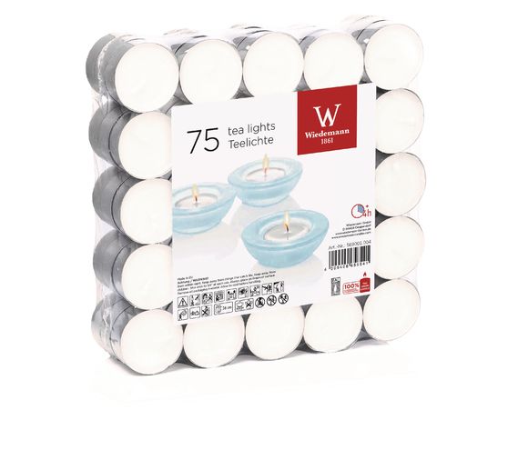 Świeczki tealight, płaskie opakowanie 75 sztuk