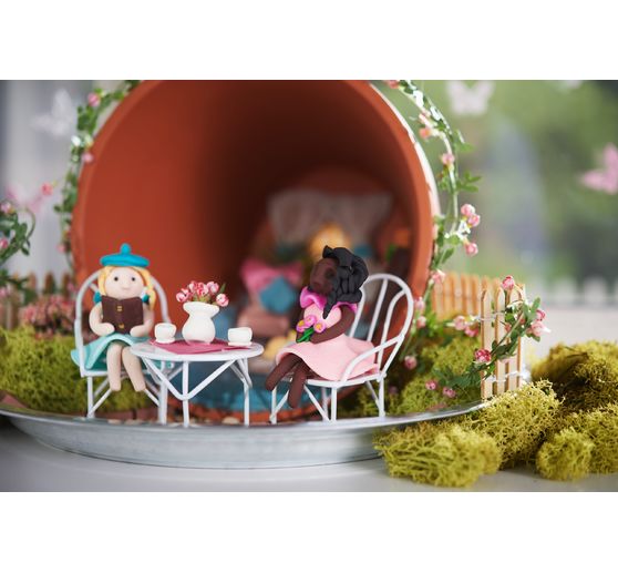 Mini zestaw do siedzenia, 3 sztuki, biały, 2 krzesła+1 stół