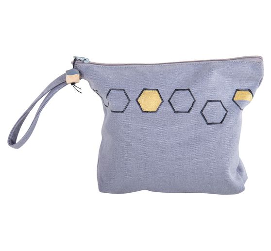 Cosmetic bag with zipper, 22 x 17 cm, Grey