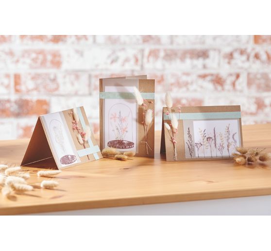 Podwójne karty z kopertami "Papier pakowy", 18 x 13 cm, 50 szt.