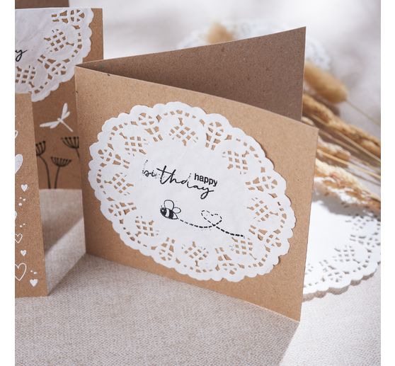 Podwójne karty z kopertami "Papier pakowy", 12,5 x 12,5 cm, 50 szt.