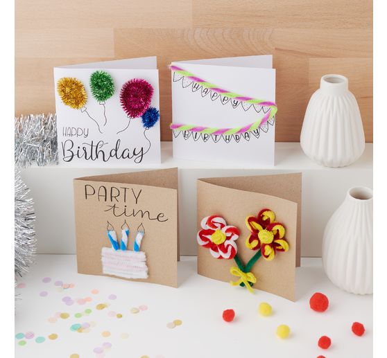 Double cards with envelopes "White", 12.5 x 12.5 cm, 50 pieces