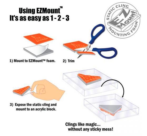 Mounting material for stamp rubbers