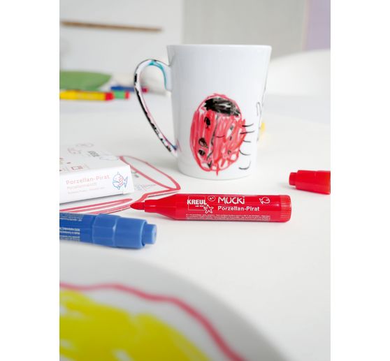 Mucki porcelain pirate, porcelain paint stick, set of 5