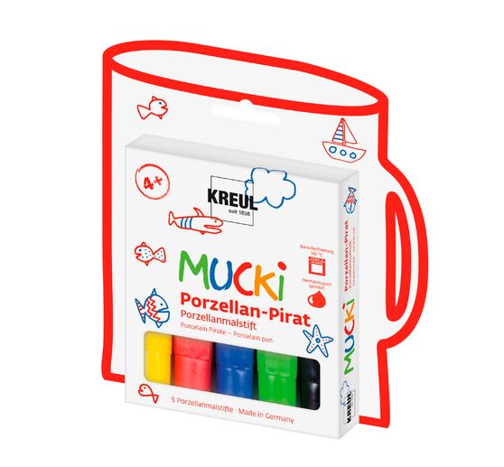 Mucki porcelain pirate, porcelain paint stick, set of 5