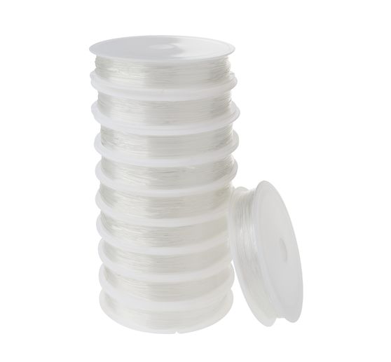 Elastyczne sznurki VBS "Magic Stretch", przezroczyste, 1 mm, 10 rolek po 4 m każda