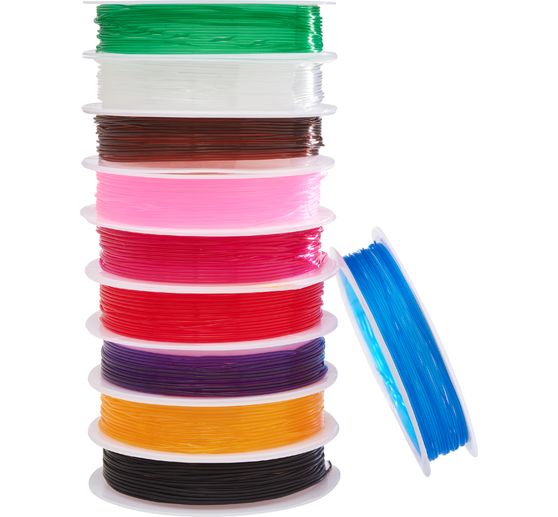 Elastyczne sznurki VBS "Magic Stretch", kolorowa mieszanka, 0,8 mm, 10 rolek po 5 m każda