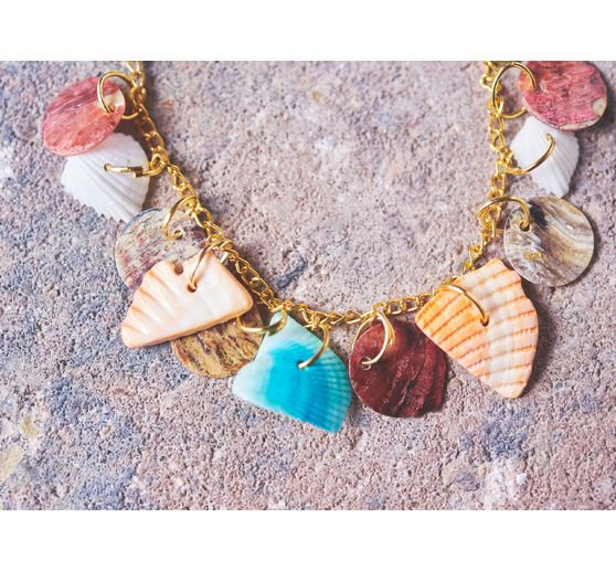 Shell beads, colourful mix, 100 g