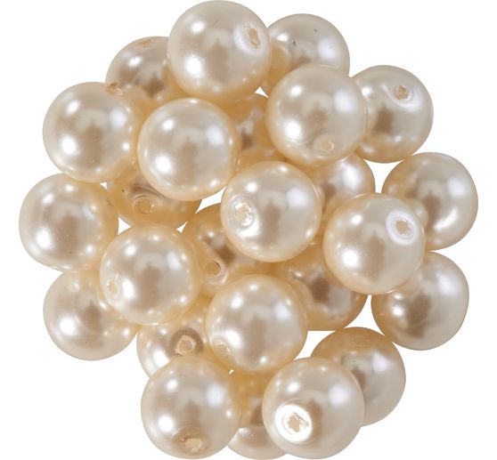 Szklane koraliki woskowe, Ø 8 mm, 25 sztuk, złotożółte (jasnopomarańczowe)