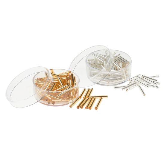 Szklane szpilki ze srebrną powłoką,