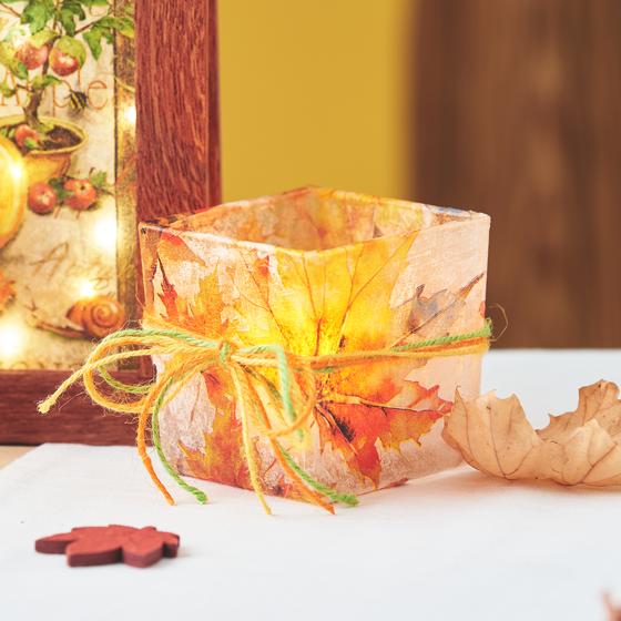 Herbst-Arrangement mit Serviettentechnik