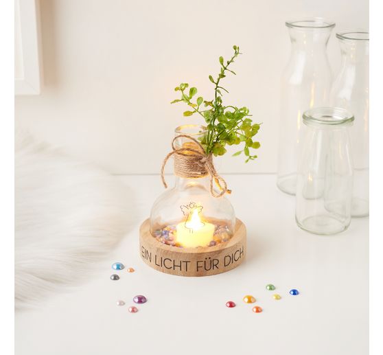 VBS Glass cap bottle with wooden base