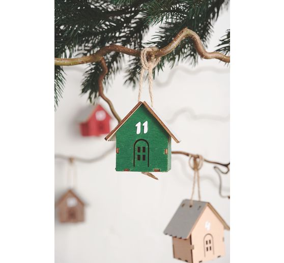 Ozdobne zawieszki VBS "Mały domek", 24 sztuki, sklejka