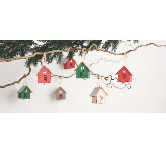 Ozdobne zawieszki VBS "Mały domek", 24 sztuki, sklejka