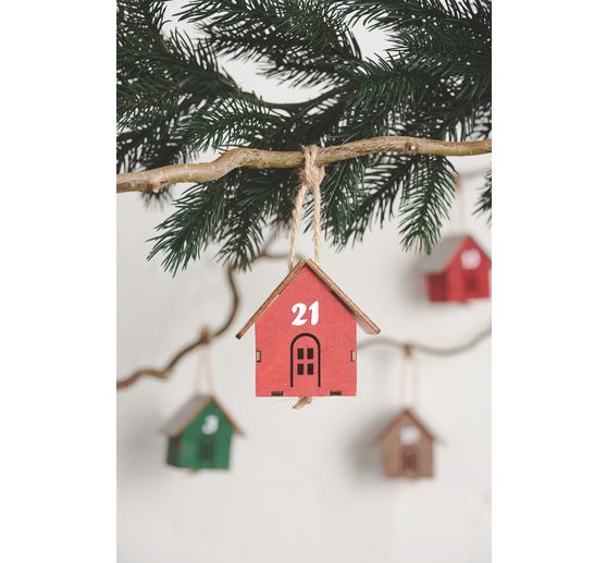 Ozdobne zawieszki VBS "Mały domek", 24 sztuki, sklejka