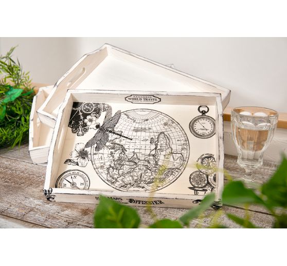 Drewniana taca VBS, zestaw 3 sztuk