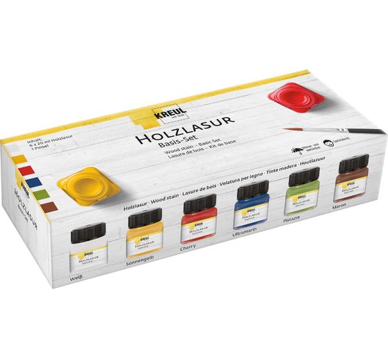 Bejca do drewna KREUL "Zestaw podstawowy", 6 kolorów, 20 ml każdy