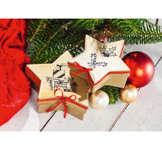 Pudełka z gwiazdkami, zestaw 2, papier-mache