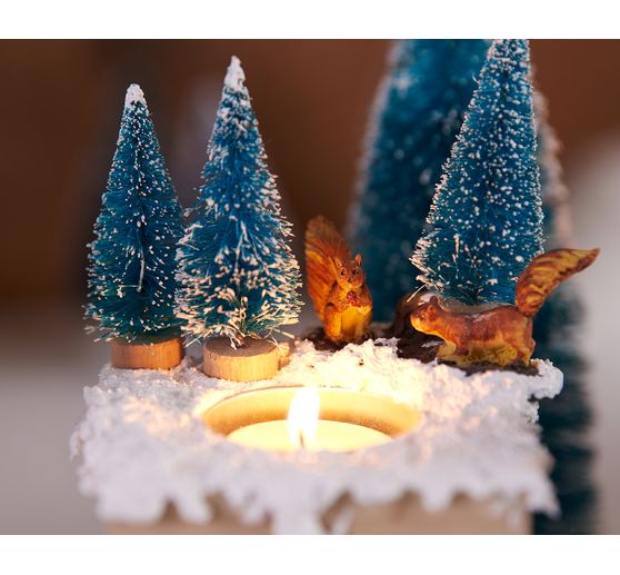 Miniaturowa choinka VBS, zestaw 16 sztuk, pokryta śniegiem