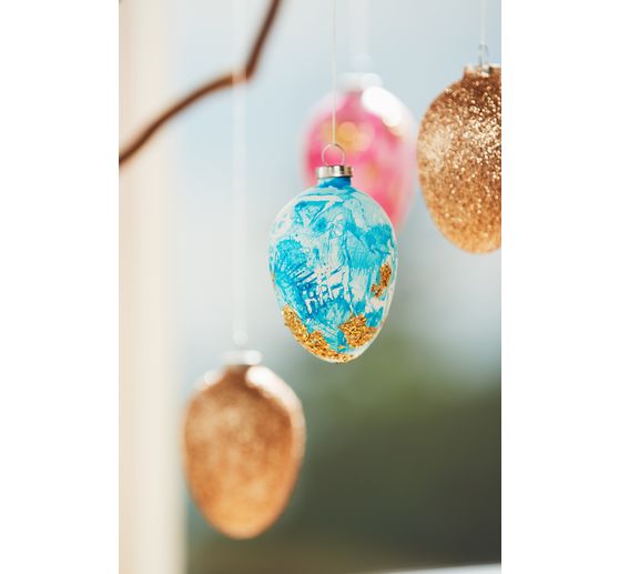 Eggs-Decoration pendant, 12 pieces, Terracotta, white, H 6 cm