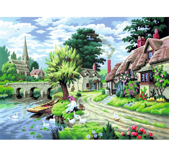 Malowanie po numerach "Nad rzeką", 30 x 40 cm