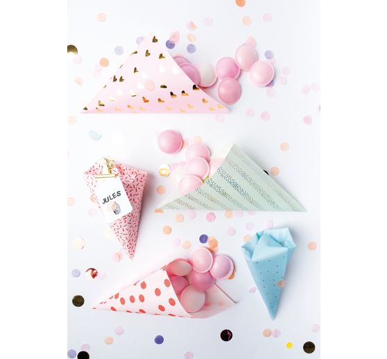 Stożkowe torebki "Pastel Hot Foil", zestaw 15 sztuk