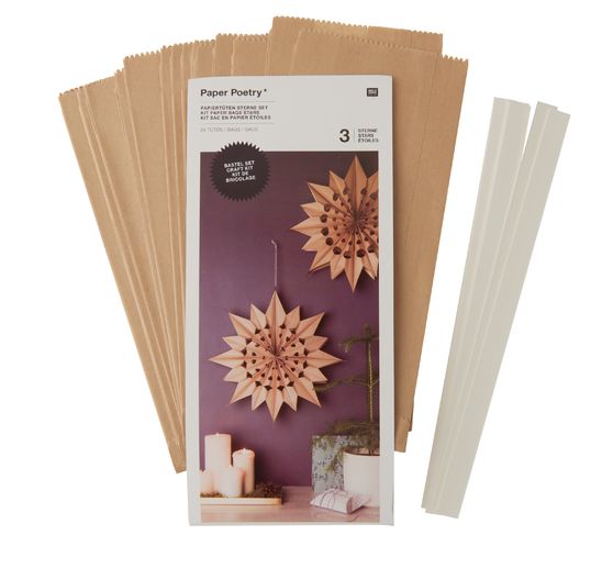 Paper bags star set, large, Brown