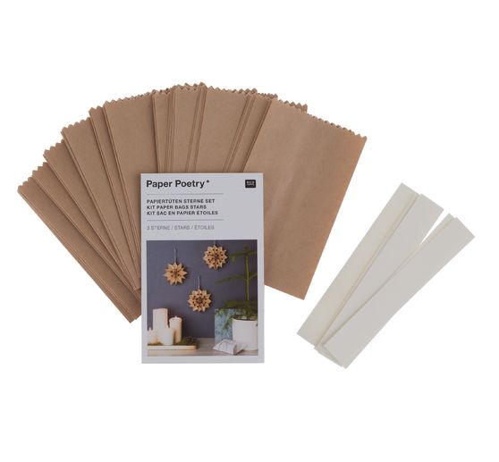 Paper bags star set, small, Brown