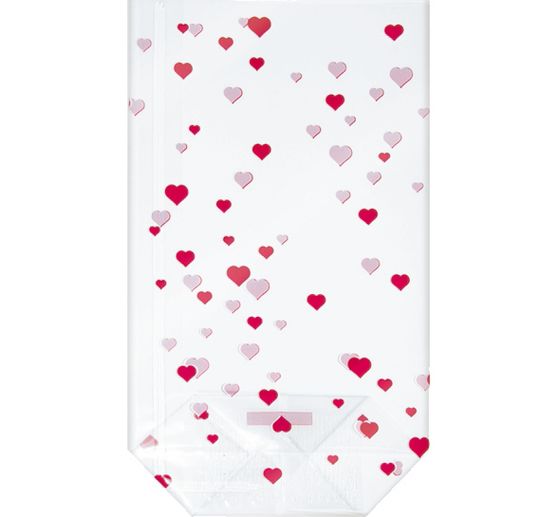 Przezroczysta torba "czerwone serca", 10 sztuk